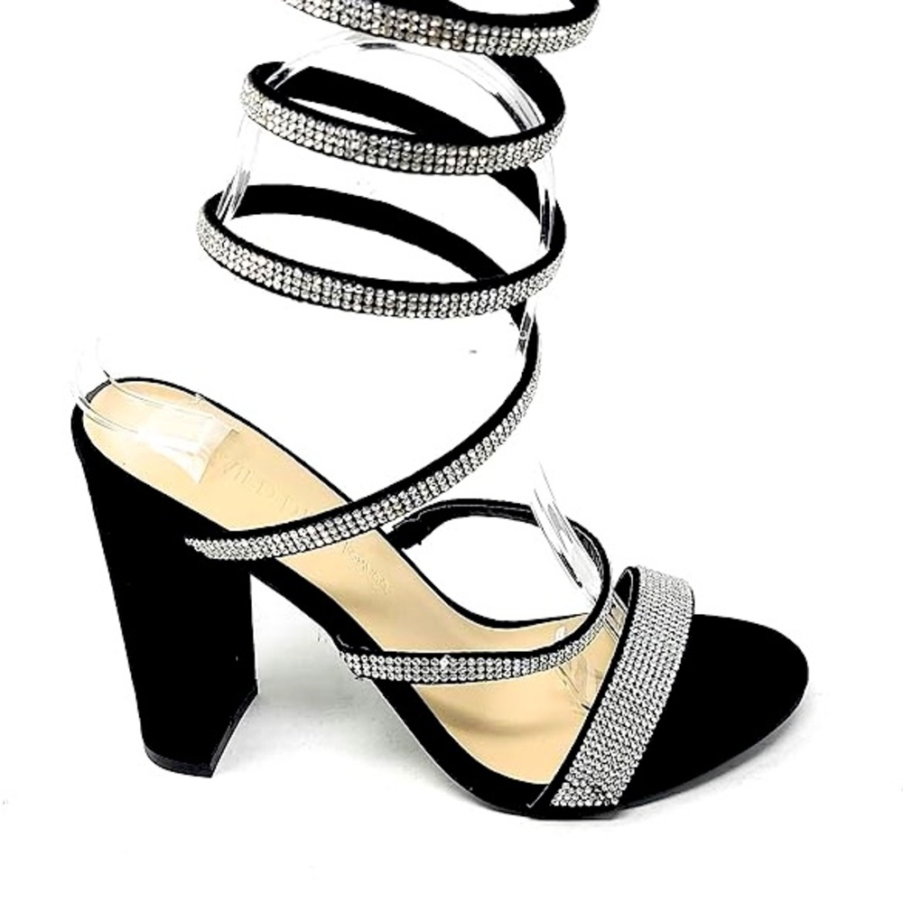 Wild Diva Women's Formal Rhinestone Coil Spiral party shoes for women high heel